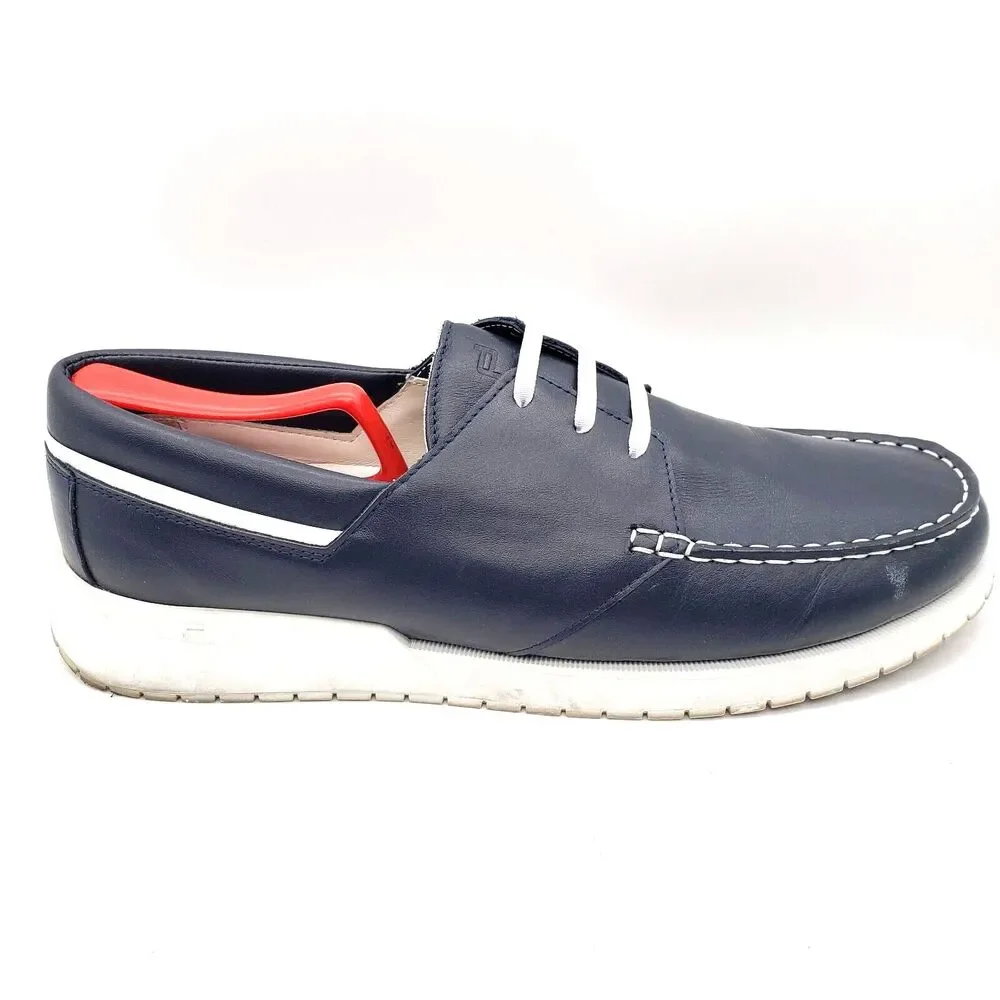Porsche Design Boatshoe 2.0 Calf Loafer Men's 11.5 Leather Boat Shoes Navy Blue